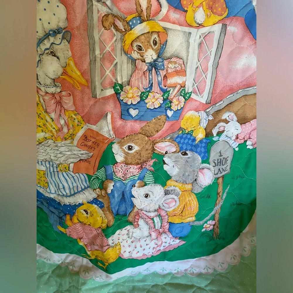 Mother Goose Nursery Rhymes Handmade Baby Quilt 42” Tall X 31” Wide